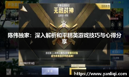 陈伟独家：深入解析和平精英游戏技巧与心得分享